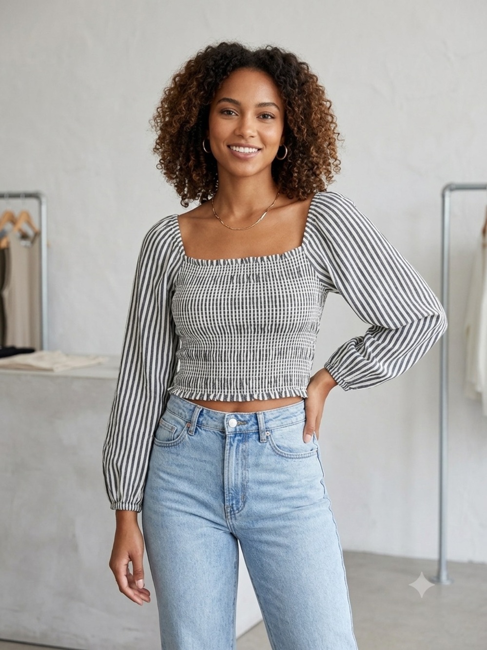 American Eagle smocked blouse size small